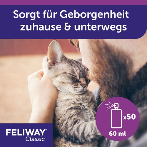 FELIWAY Classic Transport Spray 60ml - punktuell gegen Kratz- & Harnmarkieren von Katzen