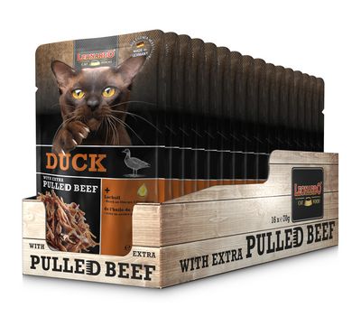 Leonardo - Katzenfutter - DUCK + extra pulled Beef - 16 x 70 g