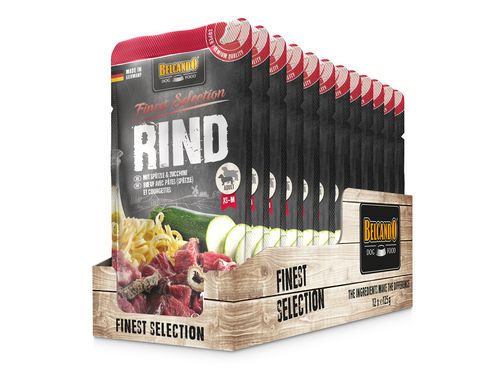 Belcando - Hundefutter - Finest Selection - ADULT - RIND mit SPÄTZLE und ZUCCHINI - 12 x 125 g