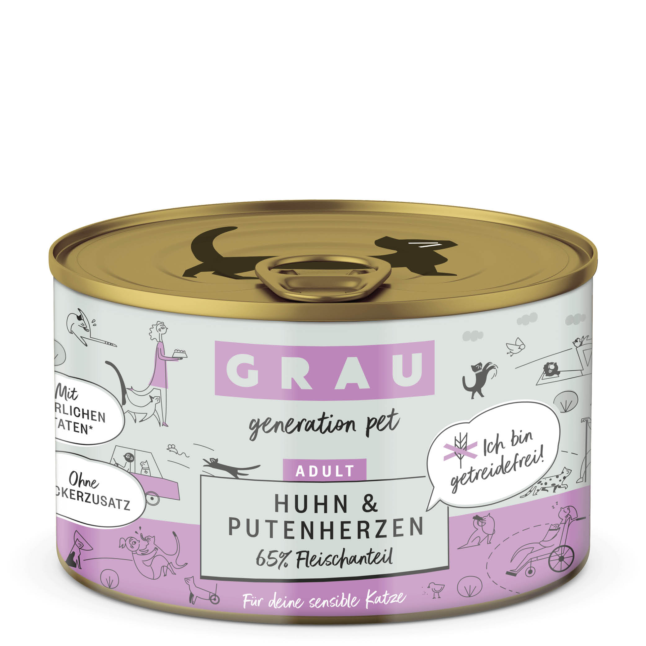 Grau Nassfutter - KATZE - HUHN & PUTENHERZEN 6 x 200 g