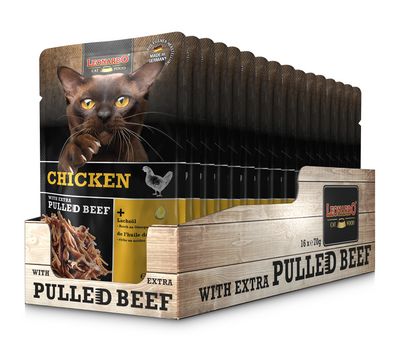 Leonardo - Katzenfutter - CHICKEN + extra pulled Beef - 16 x 70 g