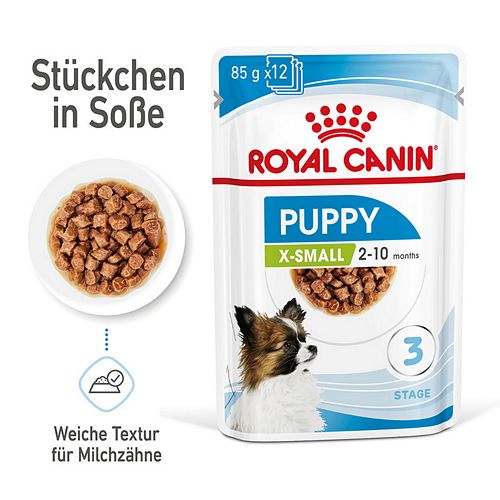 Royal Canin X-SMALL PUPPY - Nassfutter für Hundewelpen sehr kleiner Hunderassen - 12 x 85 g