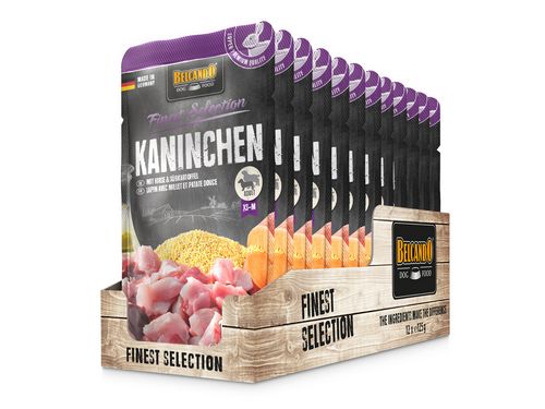 Belcando - Hundefutter - Finest Selection - ADULT - KANINCHEN mit HIRSE und SÜßKARTOFFEL - 12 x 125 g