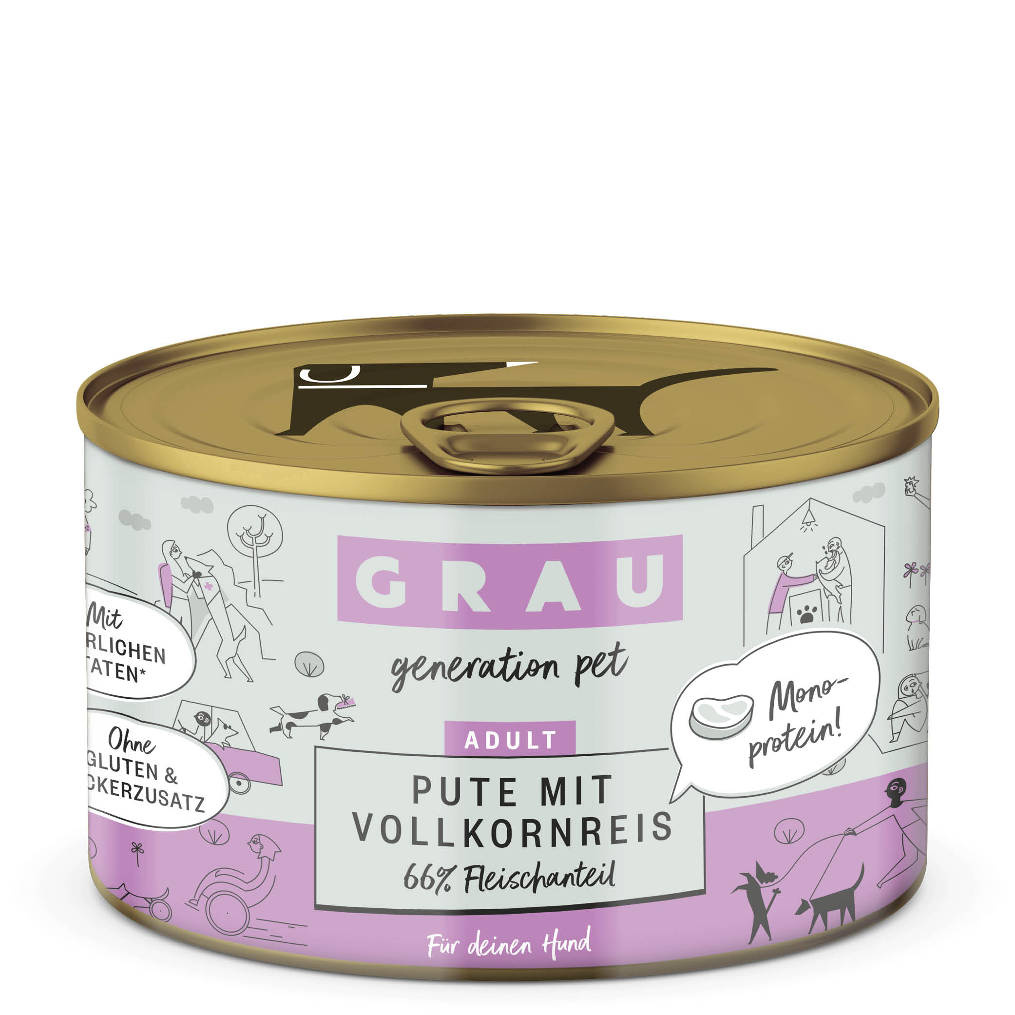 Grau Nassfutter - HUND - PUTE mit VOLLKORNREIS 6 x 200 g