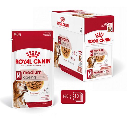 Royal Canin MEDIUM AGEING 10+ Nassfutter für ältere mittelgroße Hunde - VOLLE VE - 10 x 140 g