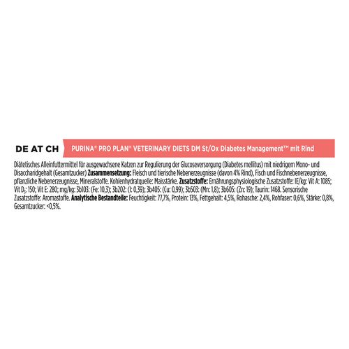 PURINA Pro Plan Veterinary Diets DM DIABETES MANAGEMENT - Frischebeutel RIND 10 x 85g - KATZE