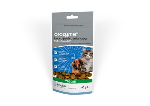 ecuphar Orozyme Bucco-Fresh Dental Croq für kleine Hunde und Katzen bis 10kg 60 g 