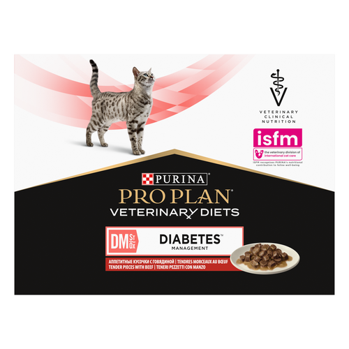 PURINA Pro Plan Veterinary Diets DM DIABETES MANAGEMENT - Frischebeutel RIND 10 x 85g - KATZE