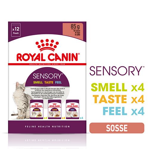 Royal Canin SENSORY Smell Taste Feel Nassfutter Multipack in Soße für wählerische Katzen 12 x 85 g