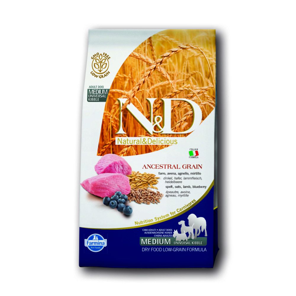 Farmina Natural & Delicious Low Grain Dog Adult Medium Lamb + Blueberry Trockenfutter für Hunde