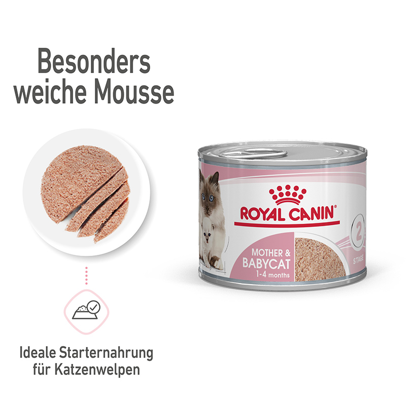 Royal Canin MOTHER & BABYCAT Mousse für tragende Katzen und Kitten 12 x 195 g