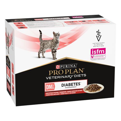 PURINA Pro Plan Veterinary Diets DM DIABETES MANAGEMENT - Frischebeutel RIND 10 x 85g - KATZE