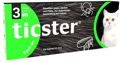 TICSTER Spot-on Lösung für Katzen bis 4 kg 3 x 0,4 ml
