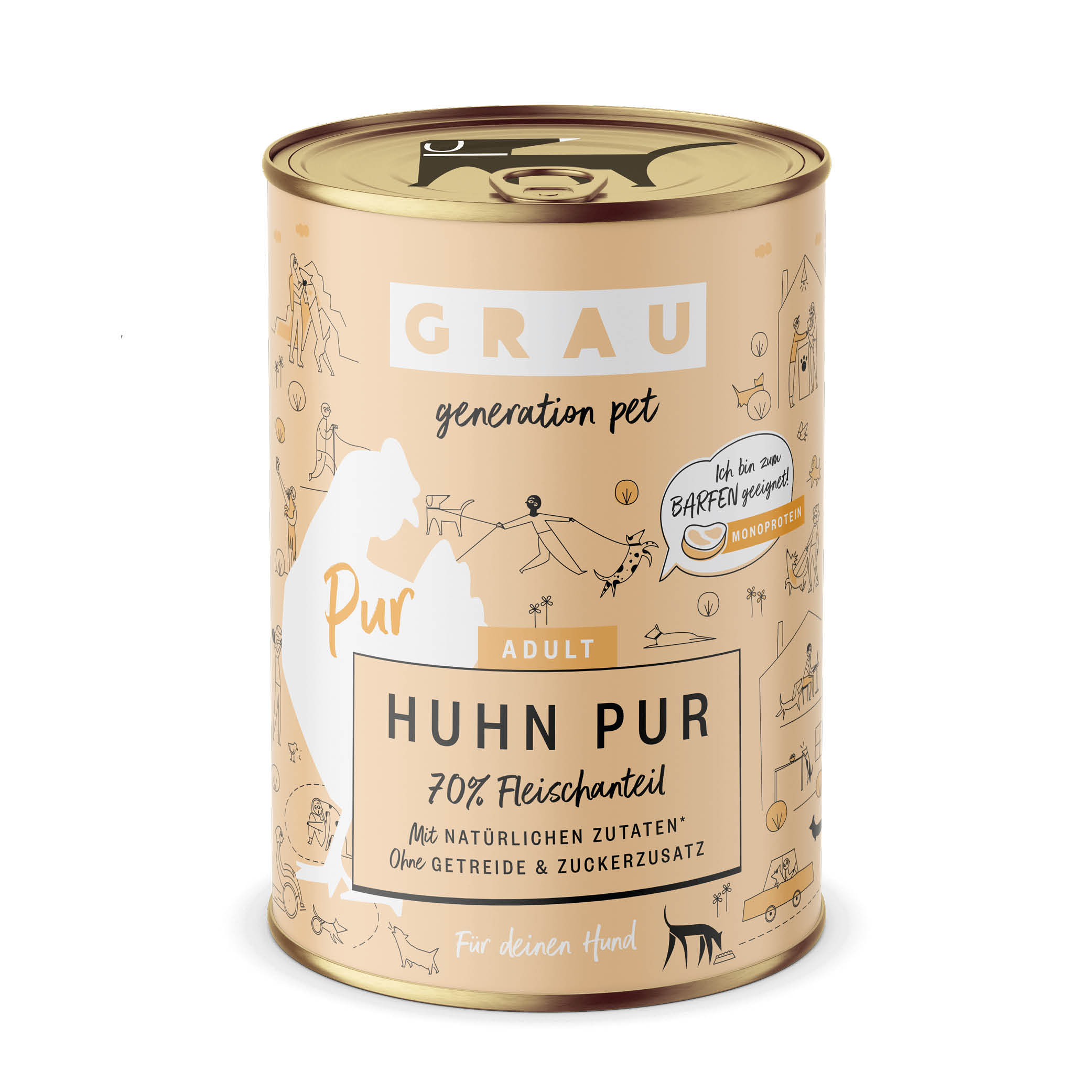 Grau Nassfutter - HUND - HUHN PUR mit LEINÖL 400 g