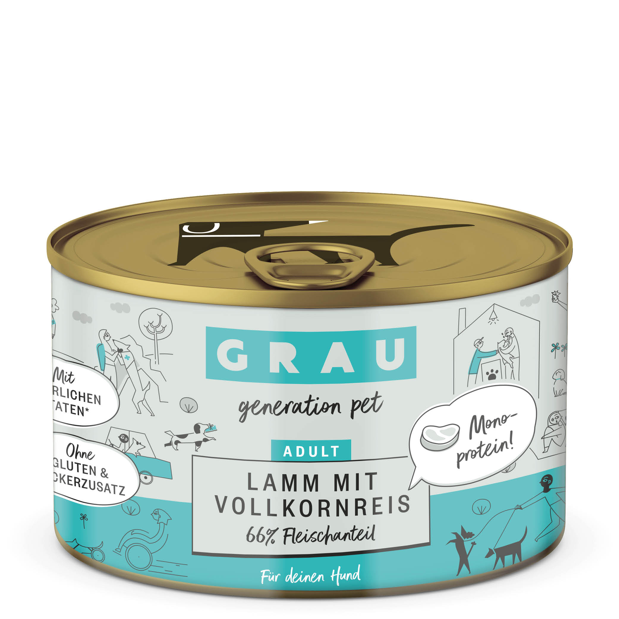 Grau Nassfutter - HUND -  LAMM mit VOLLKORNREIS 6 x 200 g