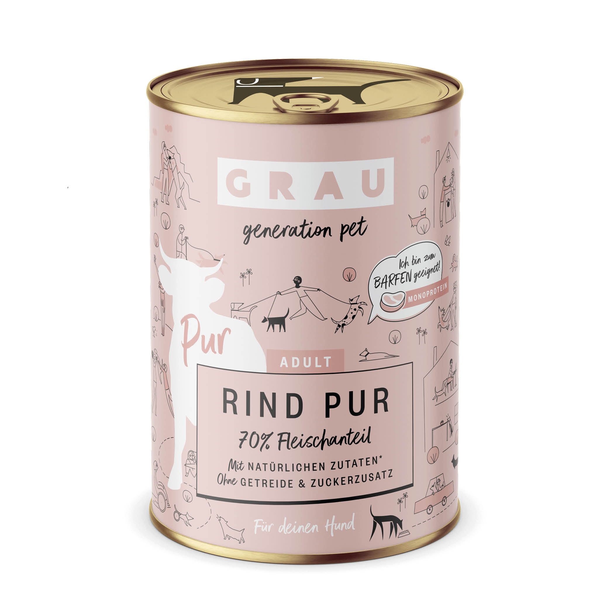 Grau Nassfutter - HUND - RIND PUR mit LEINÖL 400 g