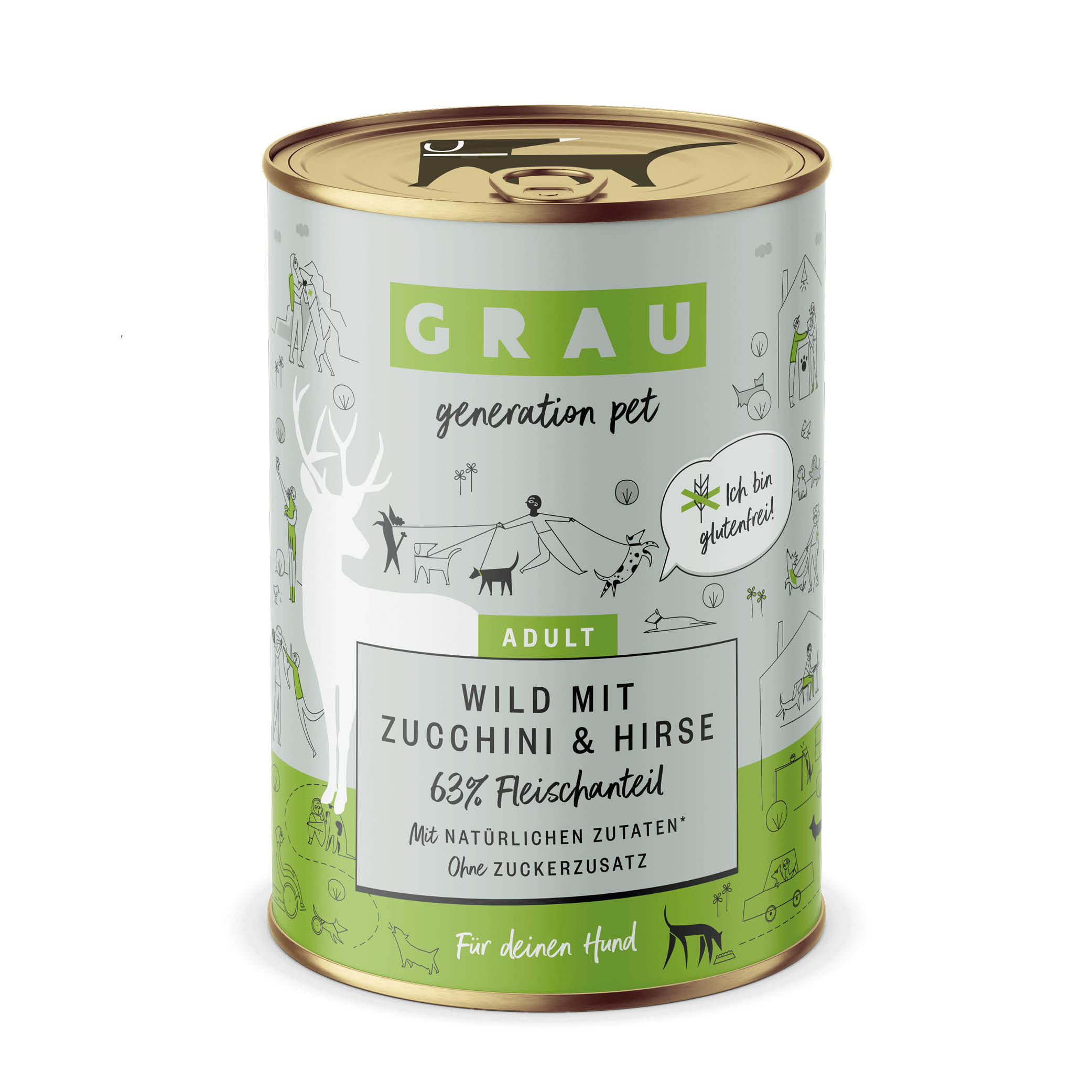 Grau Nassfutter - HUND - WILD mit ZUCCHINI & HIRSE  6 x 400 g