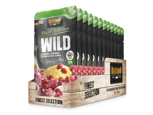 Belcando - Hundefutter - Finest Selection - ADULT - WILD mit HIRSE und PREISELBEEREN - 12 x 125 g