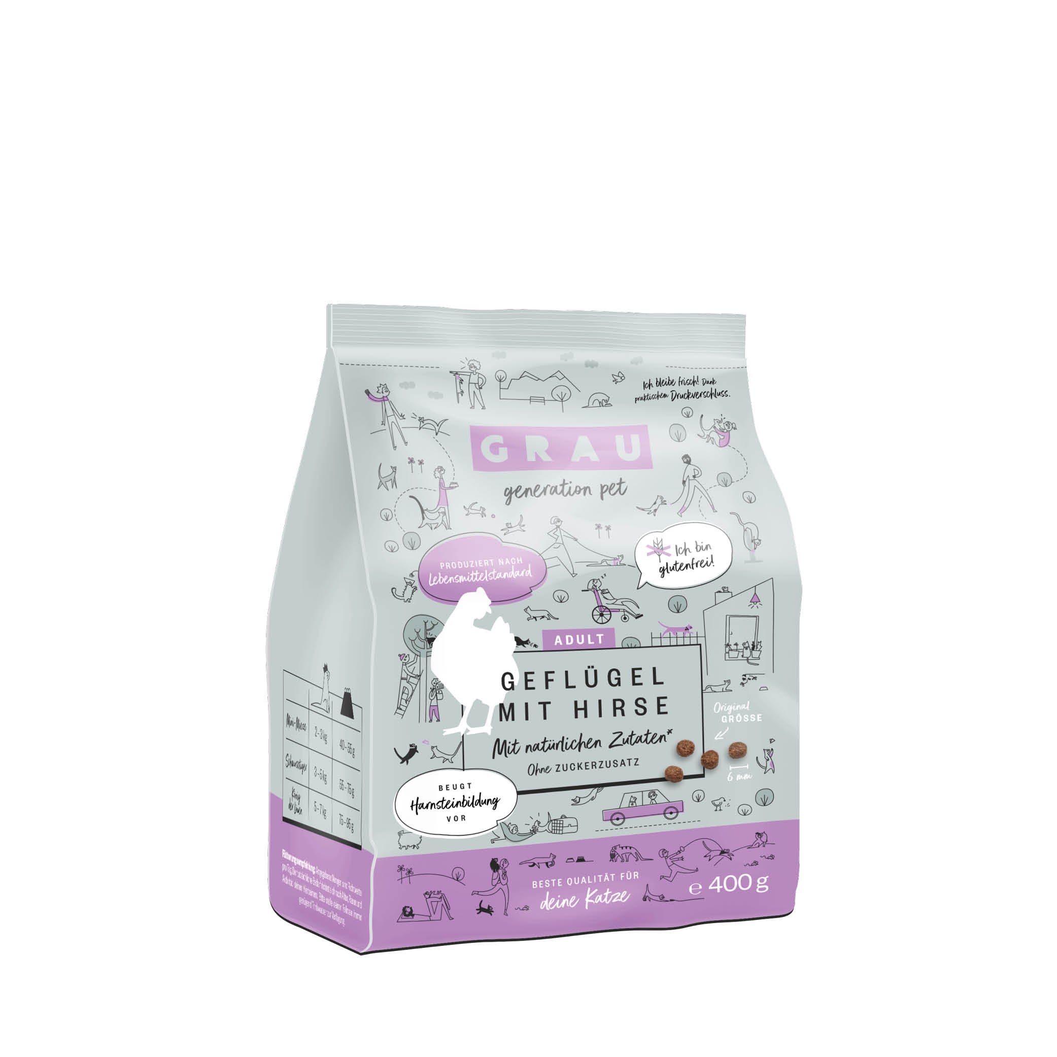 Grau Trockenfutter - KATZE - GEFLÜGEL mit HIRSE 400 g Grau Trockenfutter - KATZE - GEFLÜGEL mit HIRSE 400 g