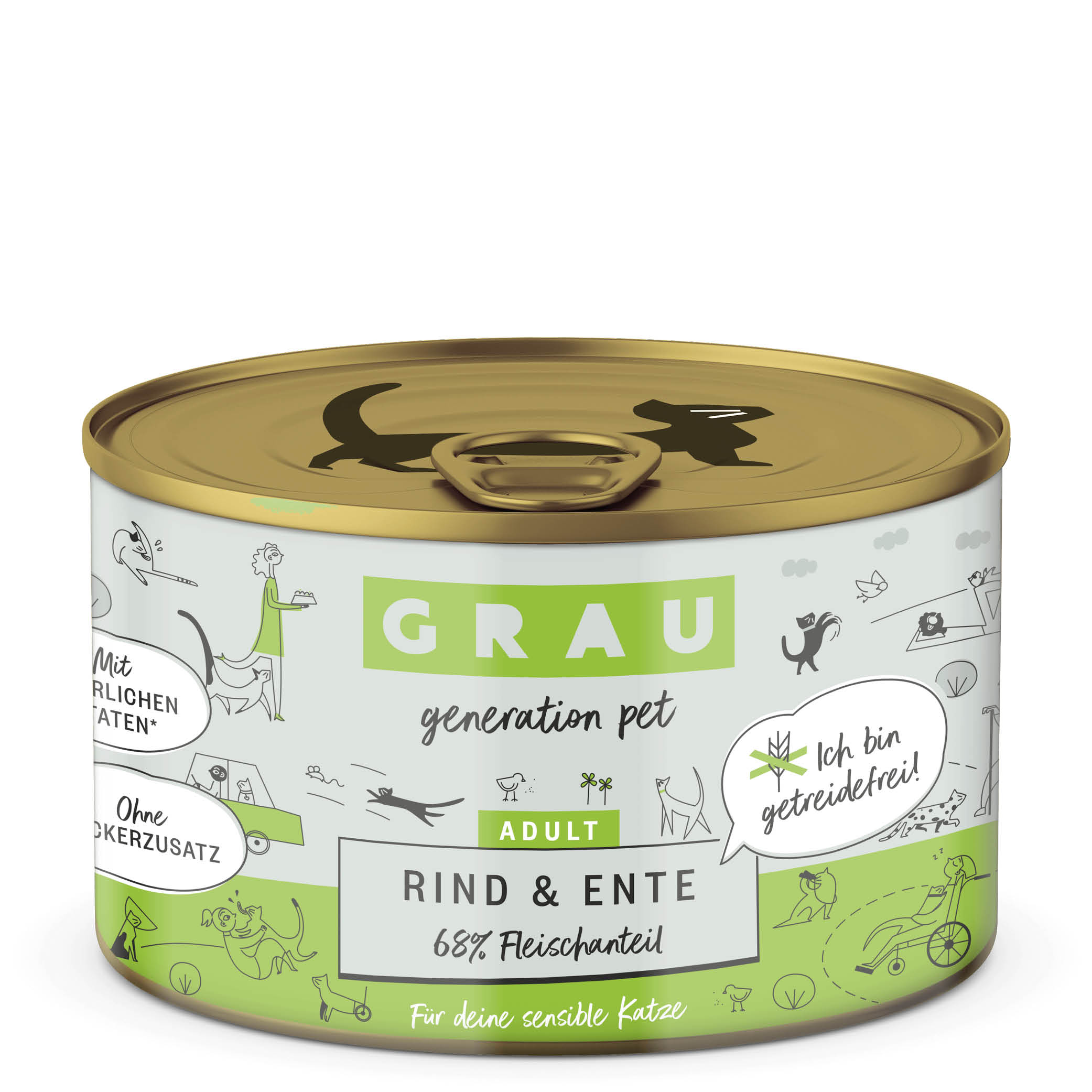 Grau Nassfutter - KATZE - RIND & ENTE 6 x 200 g