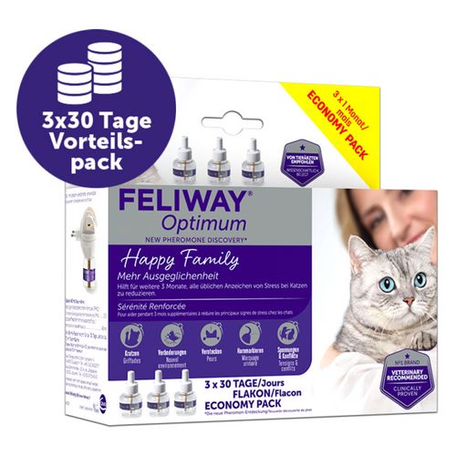 FELIWAY® Optimum 3x 48ml Nachfüllflakon Vorteilspack - Reduktion von Stressverhalten von Katzen
