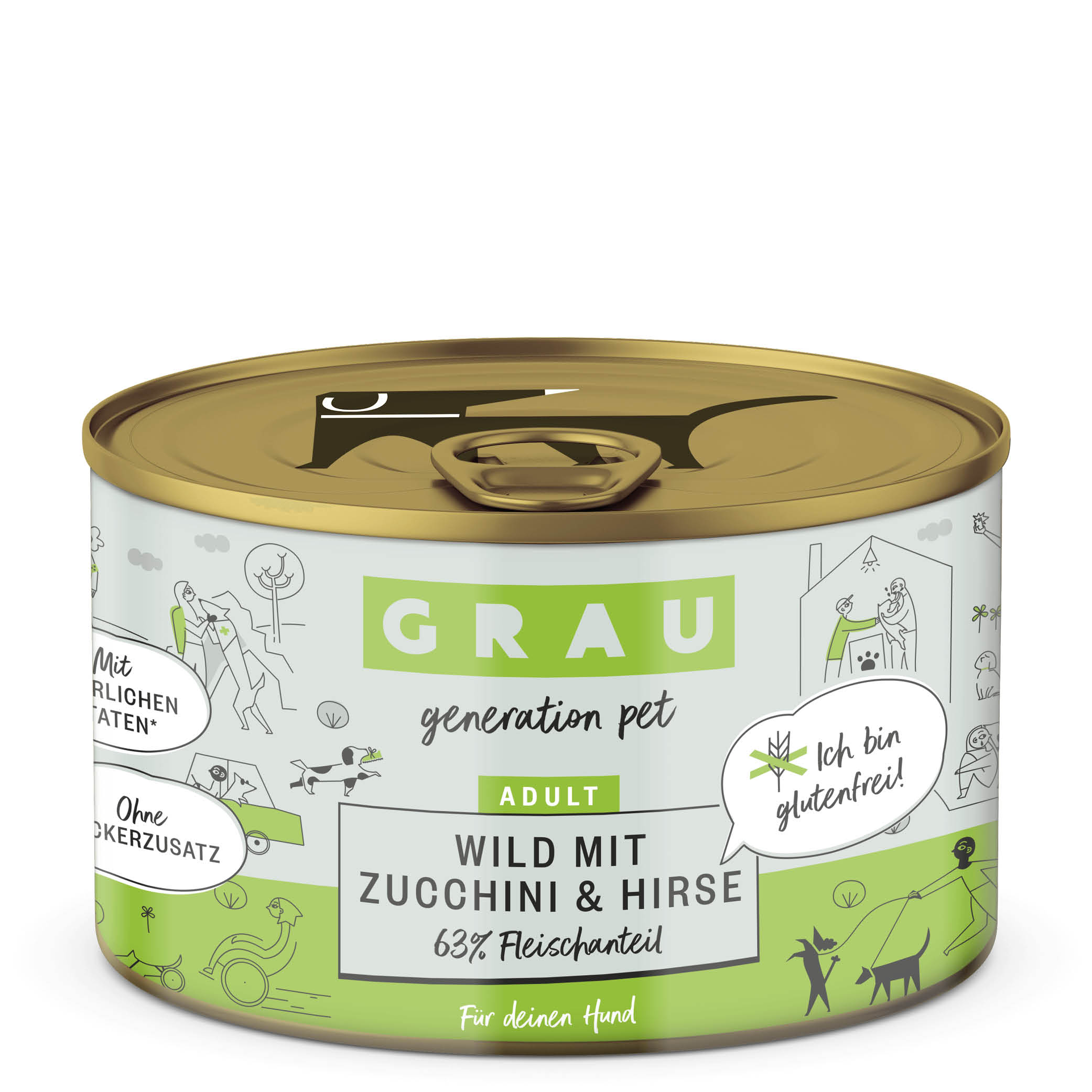 Grau Nassfutter - HUND - WILD mit ZUCCHINI & HIRSE  6 x 200 g