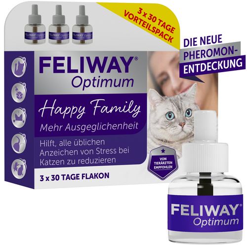 FELIWAY® Optimum 3x 48ml Nachfüllflakon Vorteilspack - Reduktion von Stressverhalten von Katzen