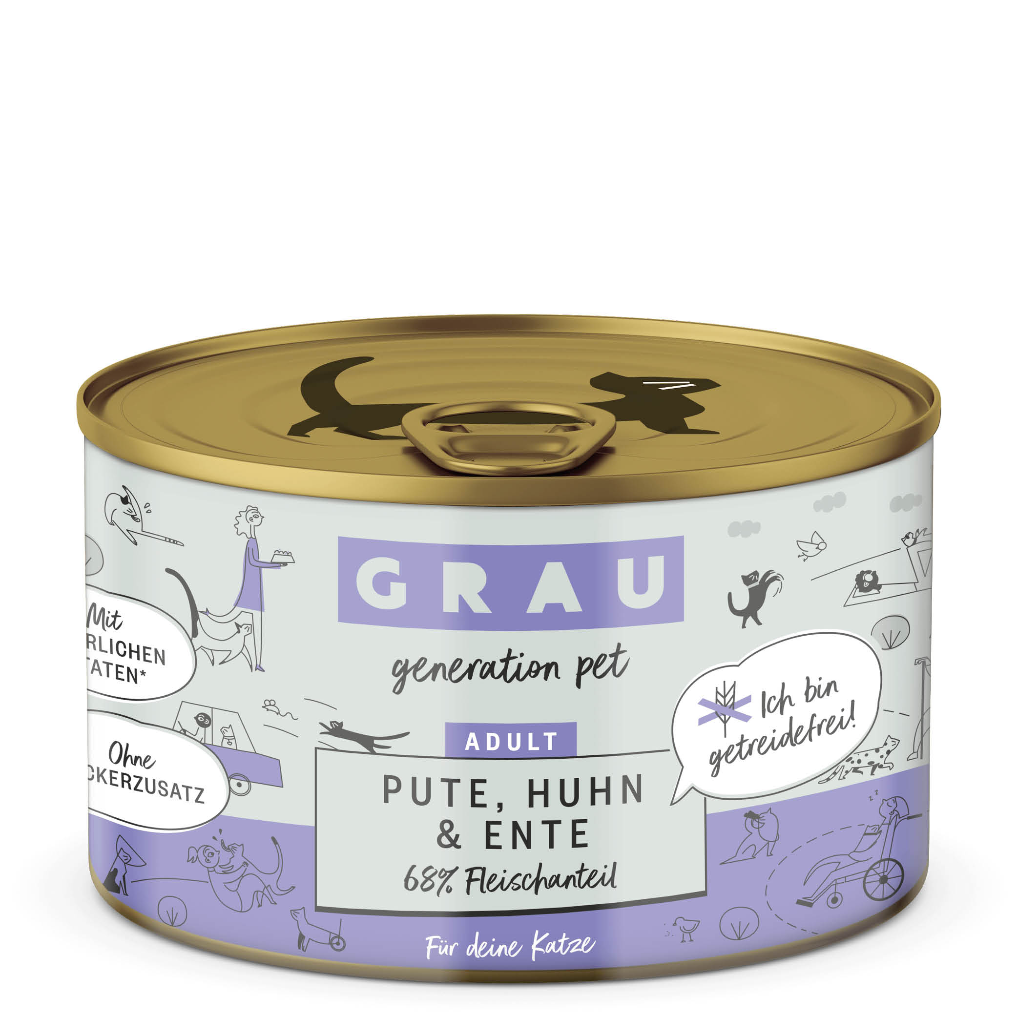 Grau Nassfutter - KATZE -  PUTE, HUHN & ENTE 6 x 200 g