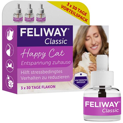 CEVA Feliway Classic Nachfüllflacon Vorteilspack 3x30ml zur Beruhigung und Entspannung für Katzen 