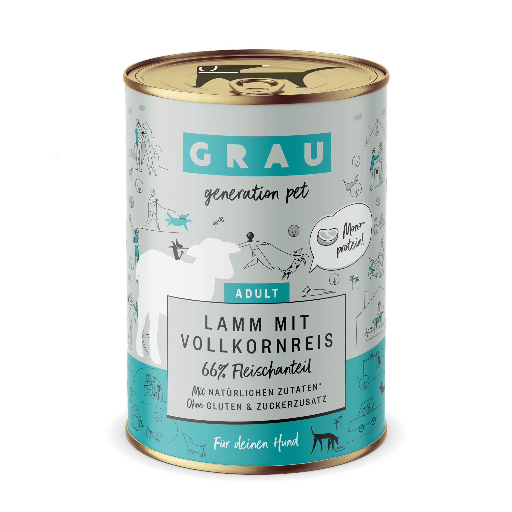 Grau Nassfutter - HUND -  LAMM mit VOLLKORNREIS 6 x 400 g