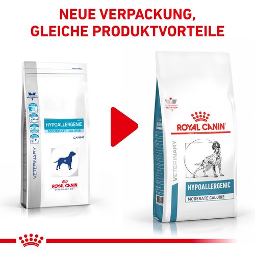 Royal Canin Veterinary HYPOALLERGENIC MODERATE CALORIE Trockenfutter für Hunde 14 kg