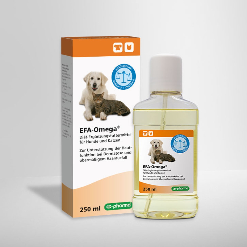 EFA-Omega für Hunde und Katzen bei Dermatose und übermäßigem Haarausfall von cp-pharma