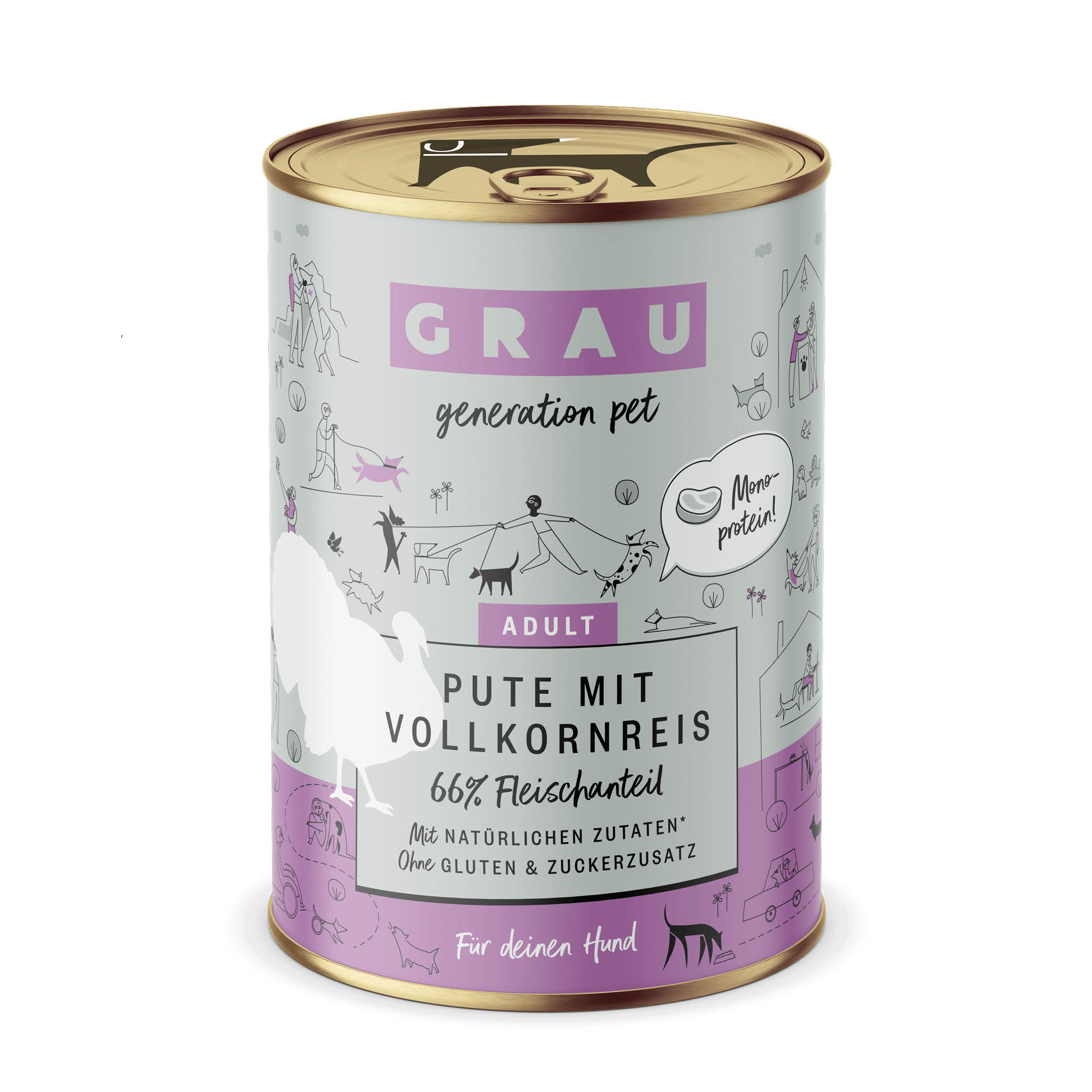 Grau Nassfutter - HUND - PUTE mit VOLLKORNREIS 6 x 400 g