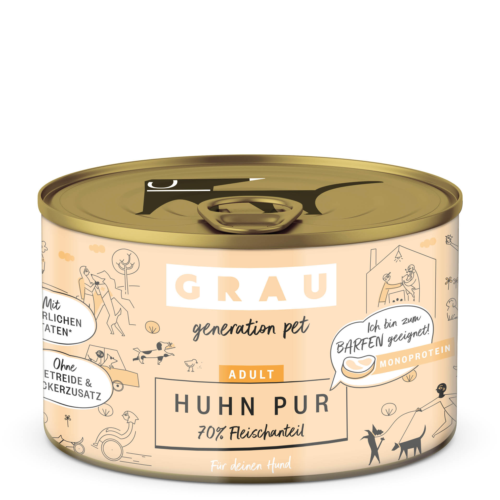 Grau Nassfutter - HUND - HUHN PUR mit LEINÖL 200 g