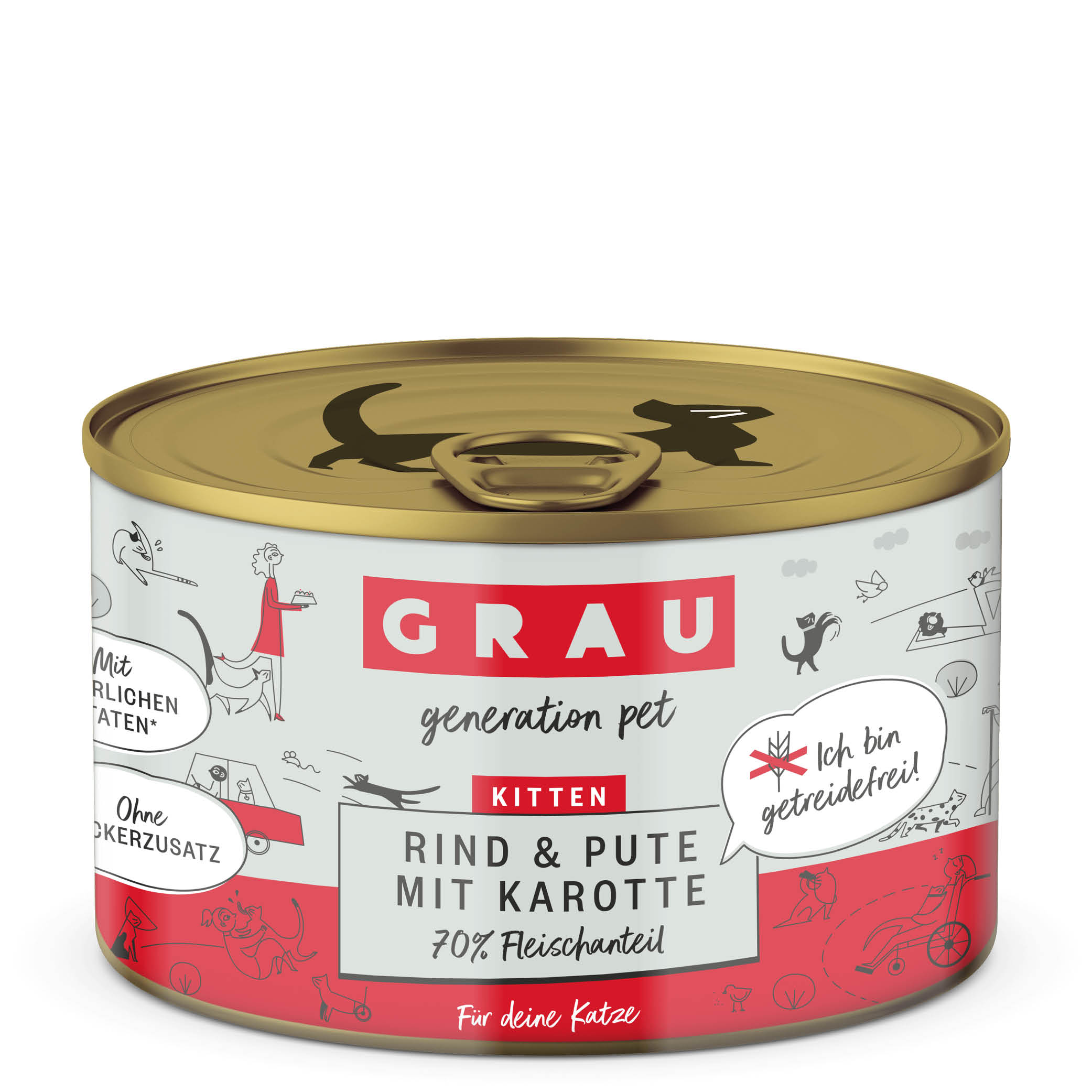 Grau Nassfutter - KATZE - KITTEN - RIND, PUTE & KAROTTE 6 x 200g