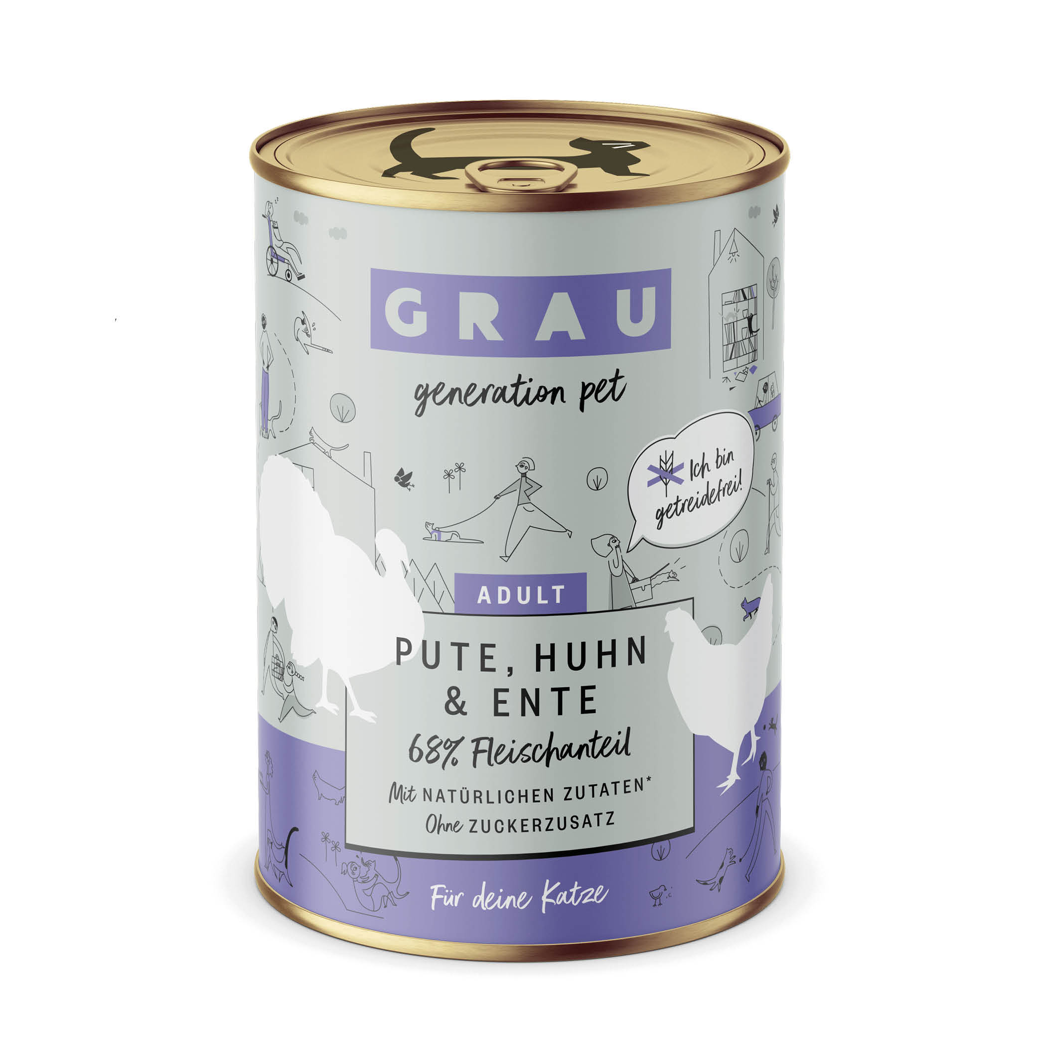 Grau Nassfutter - KATZE -  PUTE, HUHN & ENTE 6 x 400 g