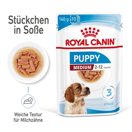 Royal Canin MEDIUM PUPPY Welpenfutter Nass für mittelgroße Hunde 10 x 140 g