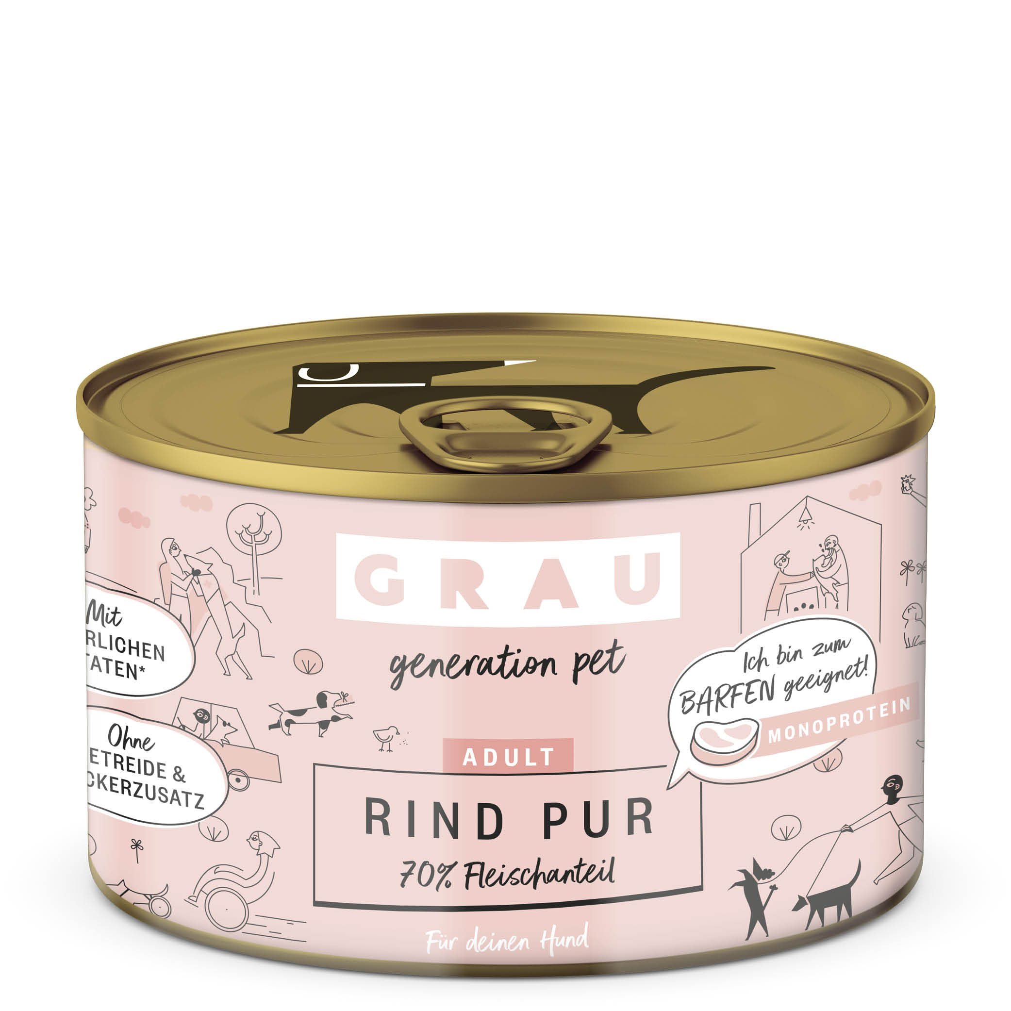 Grau Nassfutter - HUND - RIND PUR mit LEINÖL 200 g