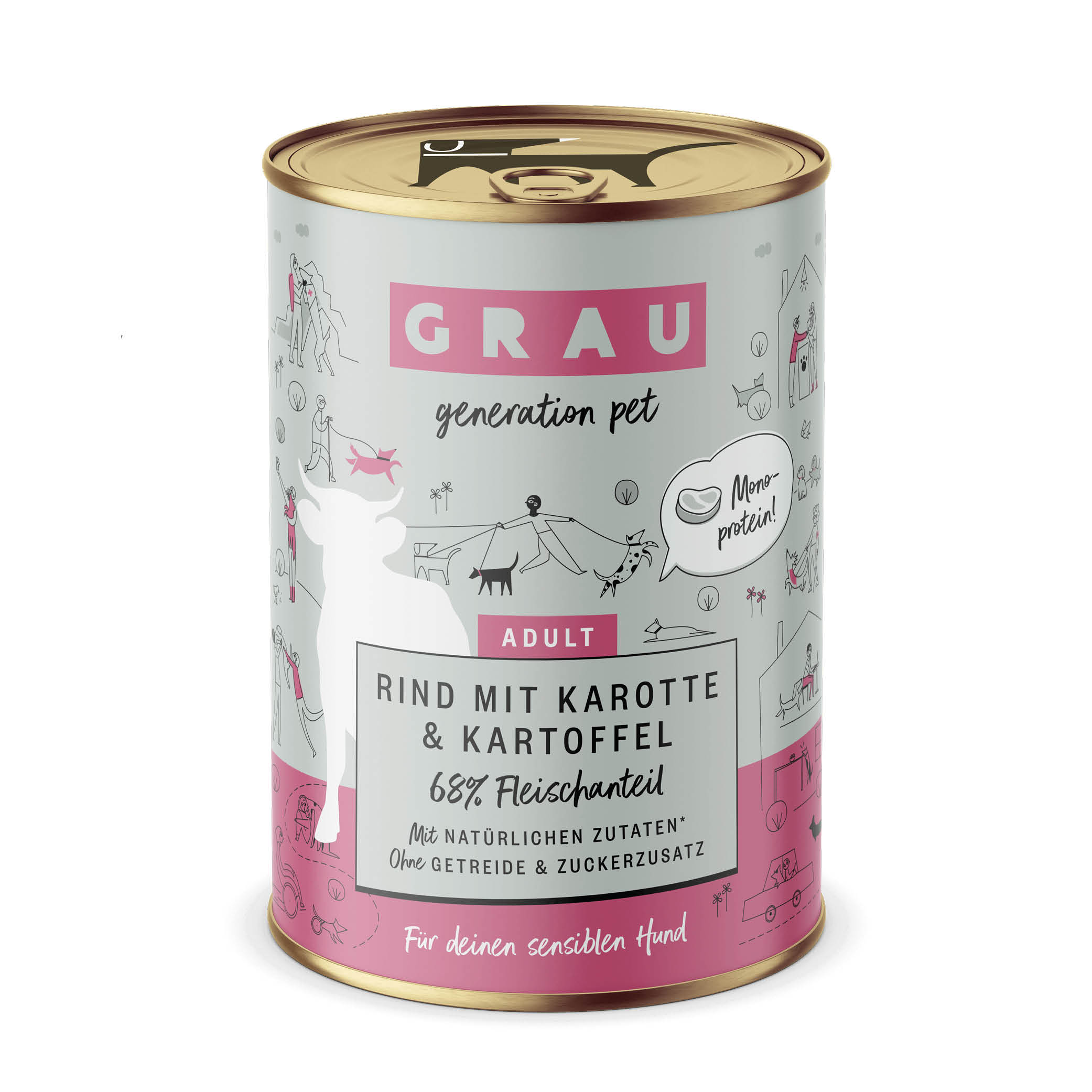 Grau Nassfutter - HUND - RIND mit KAROTTE & KARTOFFEL 400g