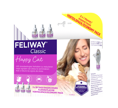 CEVA Feliway Classic Nachfüllflacon Vorteilspack 3x30ml zur Beruhigung und Entspannung für Katzen 