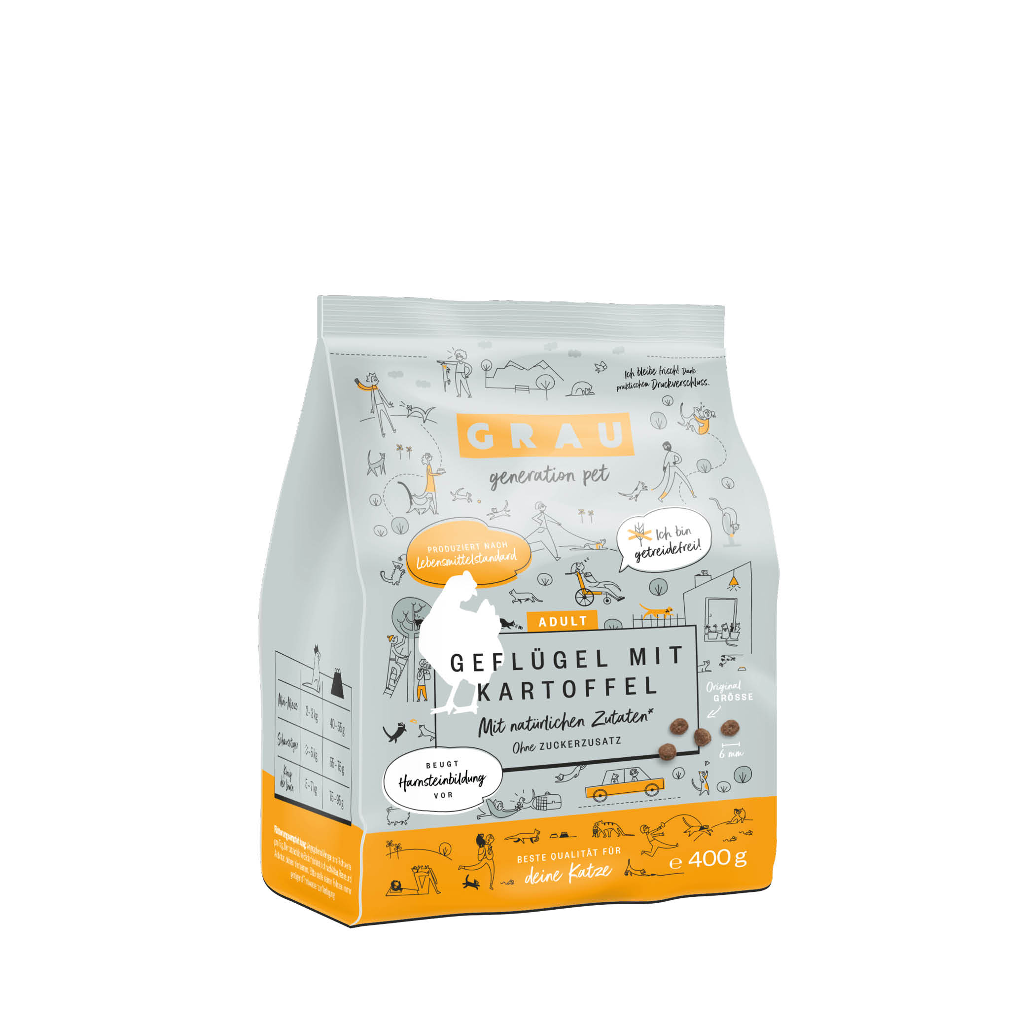 Grau Trockenfutter - KATZE -  GEFLÜGEL mit KARTOFFEL 400 g Grau Trockenfutter - KATZE -  GEFLÜGEL mit KARTOFFEL 400 g
