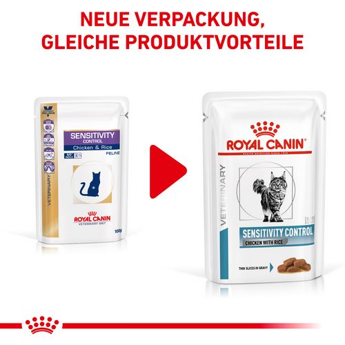 Royal Canin Veterinary SENSITIVITY CONTROL HUHN MIT REIS Nassfutter für Katzen 12 x 85g