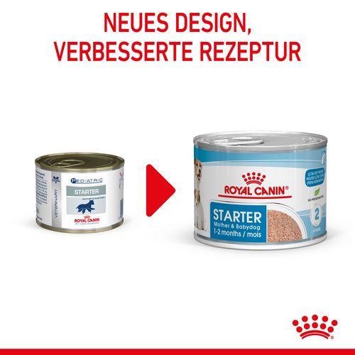 Royal Canin Starter Mousse Mother & Babydog Welpenfutter nass für tragende Hündinnen und Welpen kleiner Rassen von der 2. - 8. Woche 12 x 195 g