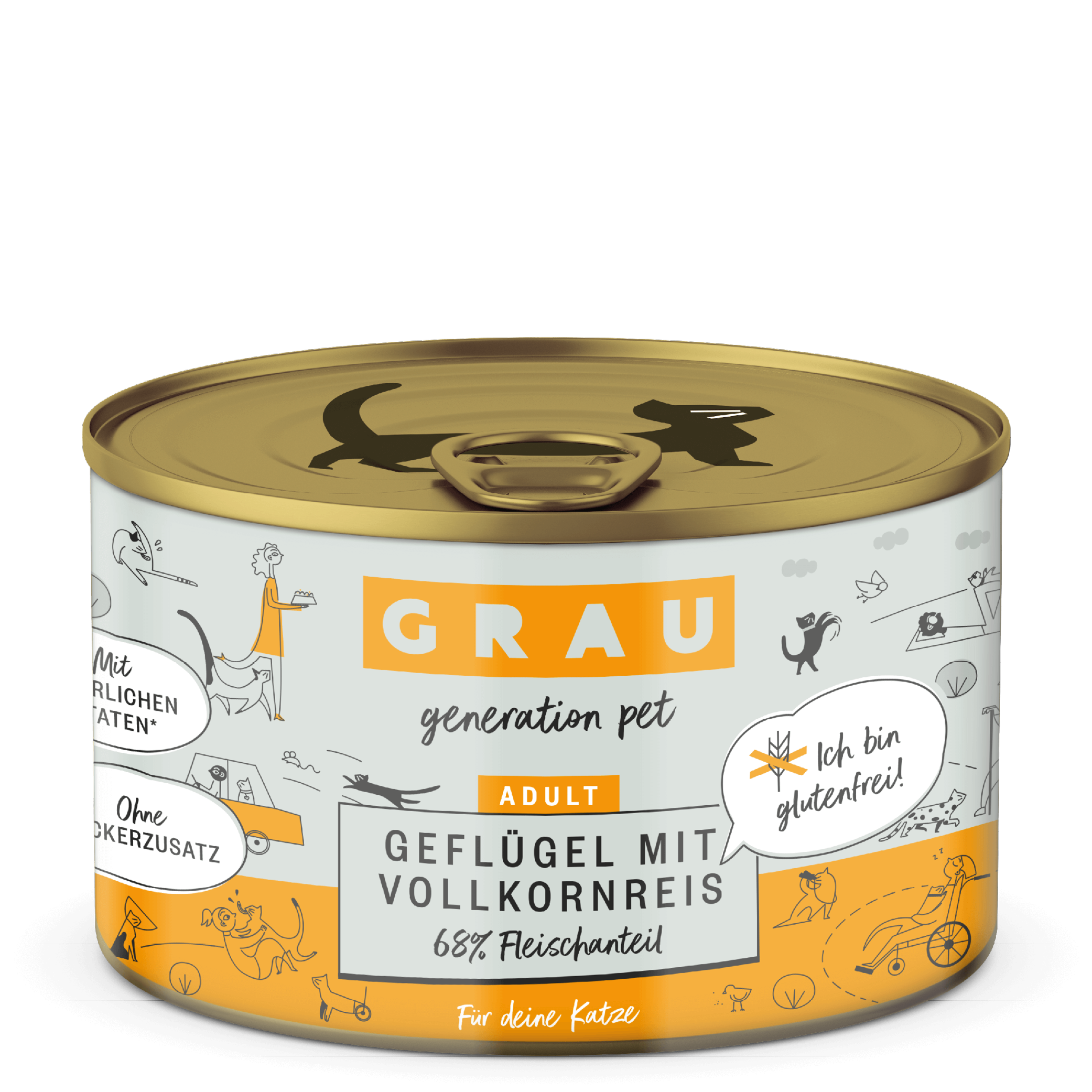 Grau Nassfutter - KATZE - GEFLÜGEL mit VOLLKORNREIS - 6 x 200 g