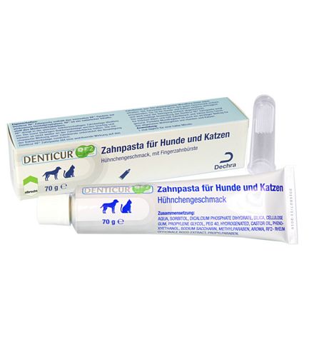 Dechra - Denticur RF² Zahnpasta für Hunde und Katzen mit Fingerzahnbürste 70g Dechra - Denticur RF² Zahnpasta für Hunde und Katzen mit Fingerzahnbürste 70g