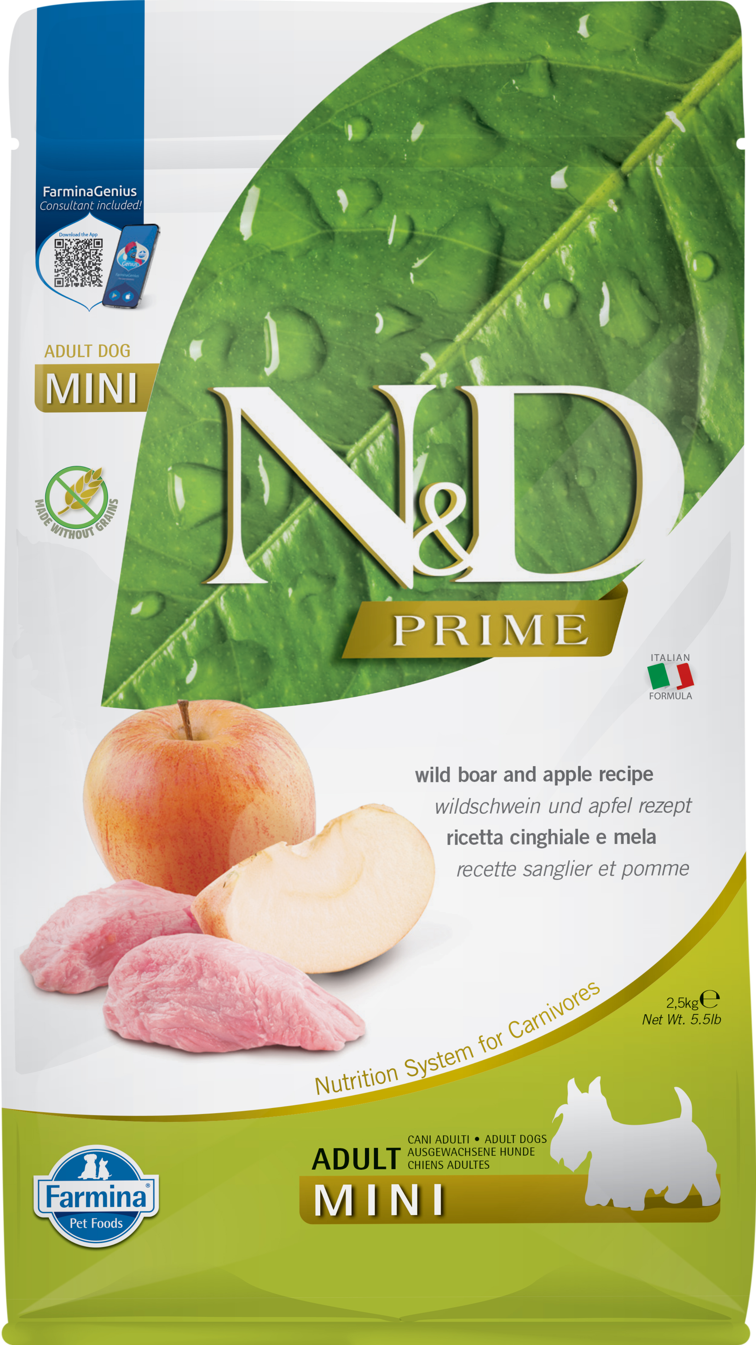 Farmina Natural & Delicious Grain Free Dog Adult Boar + Apple Trockenfutter für Hunde 7 kg