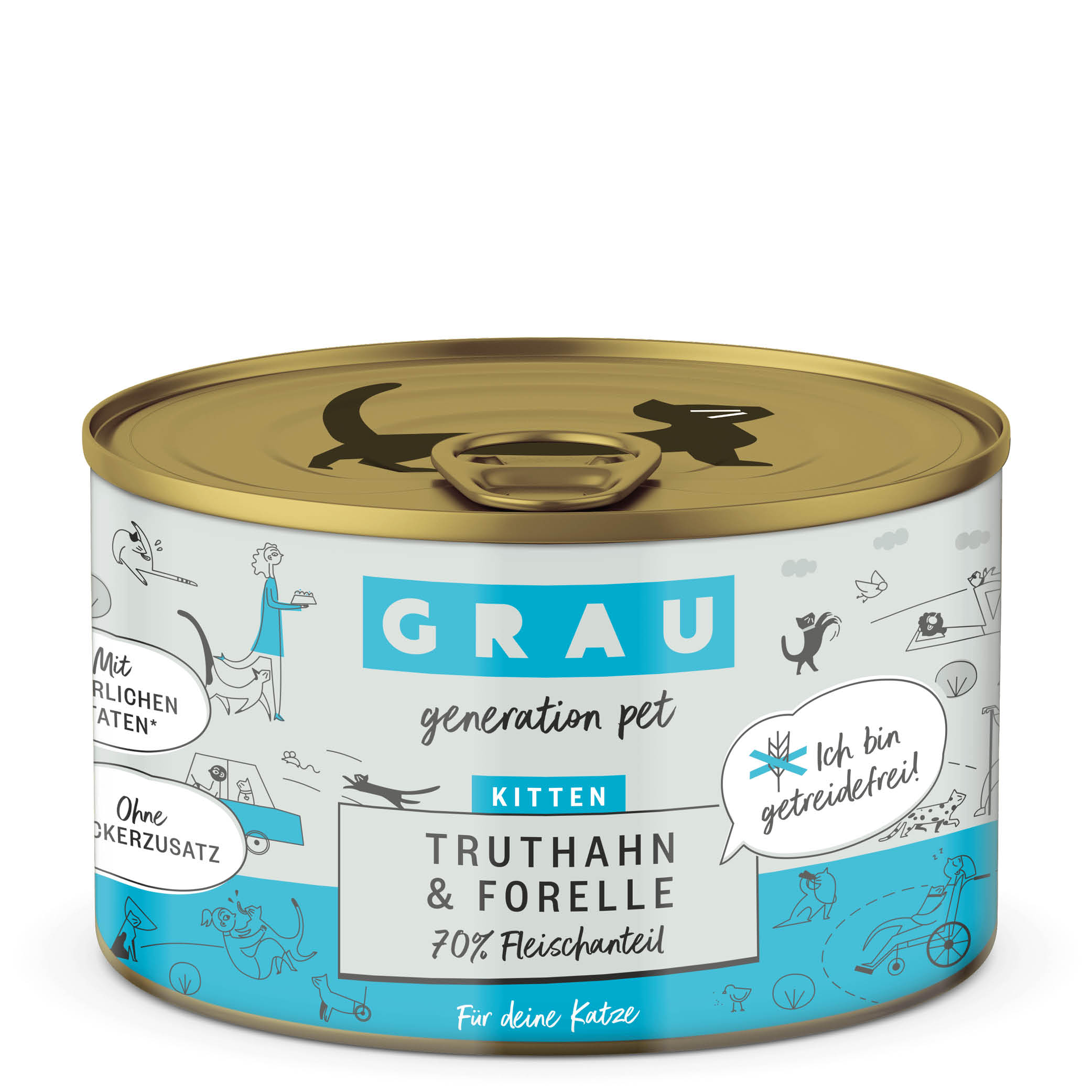 Grau Nassfutter - KATZE - KITTEN - TRUTHAHN & FORELLE  6 x 200 g