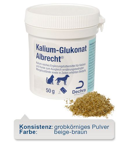 Dechra - Kalium-Glukonat Albrecht Ergänzungsfuttermittel für Katzen und Hunde 50g