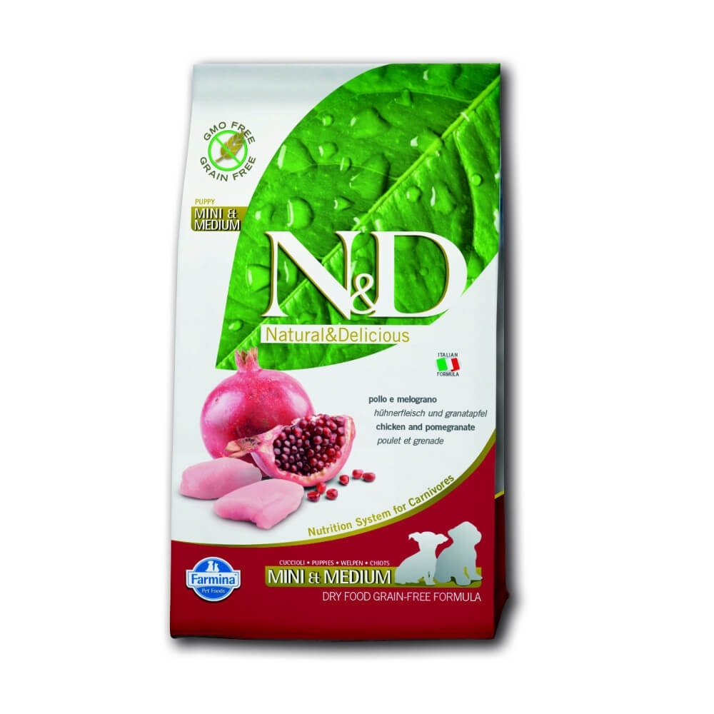 n_d_mini_medium_2aoGZYVlxCYz65 Farmina Natural & Delicious Grain Free Dog Puppy S/M Chicken+Pomegranate Trockenfutter für Welpen