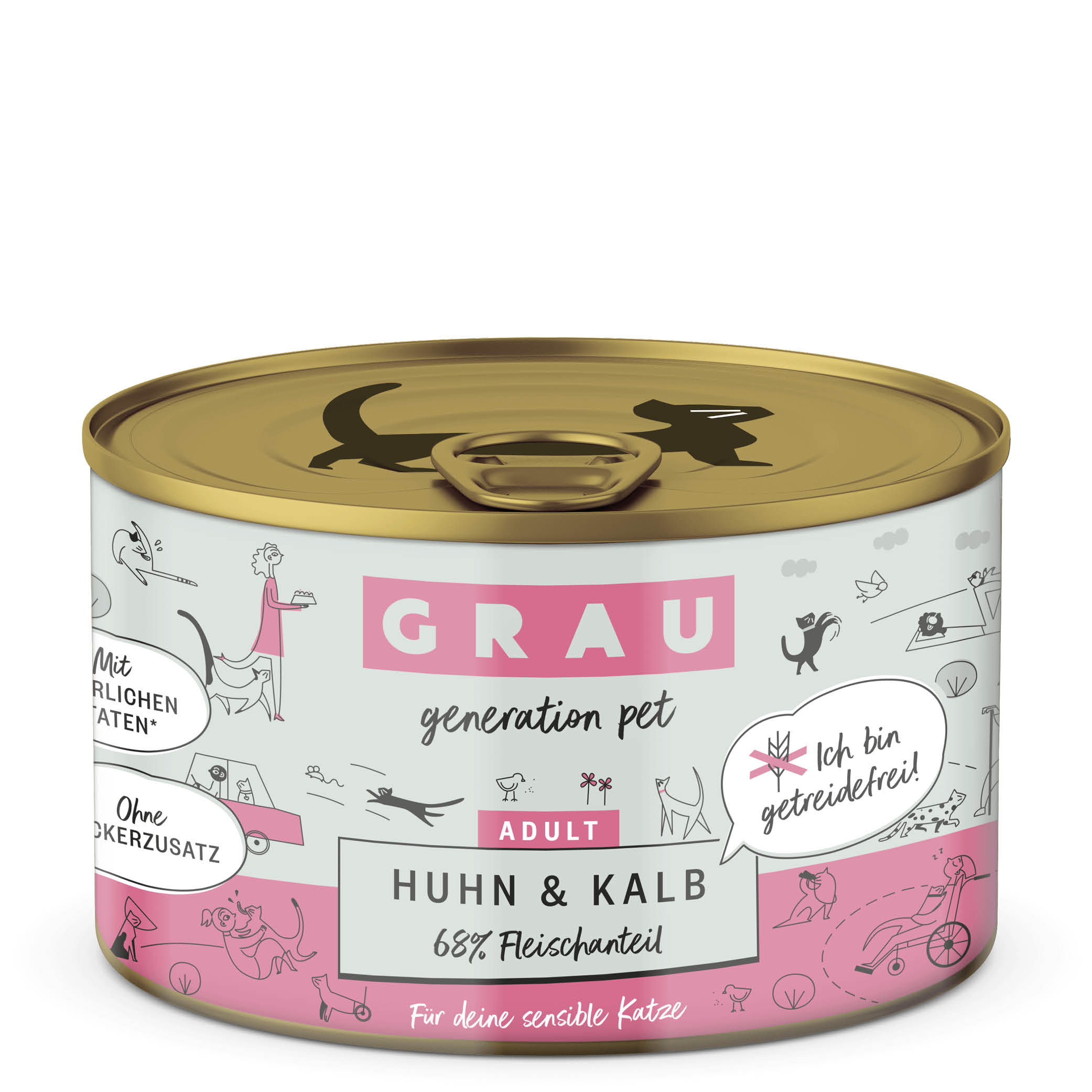 Grau Nassfutter - KATZE - HUHN & KALB 6 x 200 g